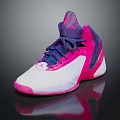 High Top Basketball Shoes With Pink Purple And White Colorful Design And Lace Up Style
