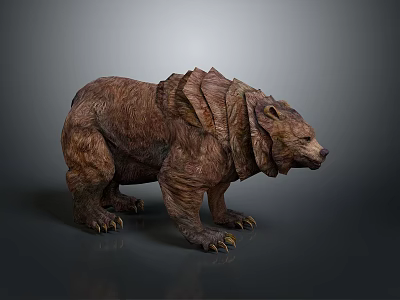 Brown Armored Bear Like Creature With Rock Textured Skin Standing Pose 3d model