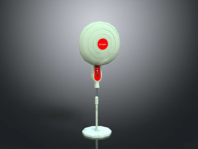 Household White Standing Fan With Red Control Panel And Modern Design 3d model