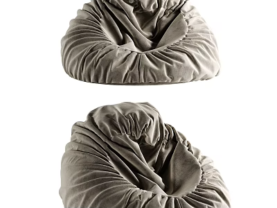 Two Gray Soft Fabric Cozy Bean Bag Chairs for Living Room Seating 3d model
