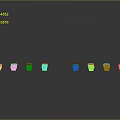 Colorful Animal Shaped Buckets Arranged in Two Rows on Gray Background