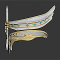 Elegant Silver and Gold Bracelet with Intricate Patterns and Green Gemstones for Daily Use