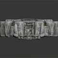 Ancient Cave Interior With Stone Pillars Circular Orange Gray Pattern And Ancient Symbols 3d model