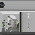 Modern Clothing Store Open Space With Sofa Green Plants Shelves And Decorative Ornaments