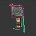 Handheld Scanning Device with Green Radar Display Screen and Coiled Cord Handle