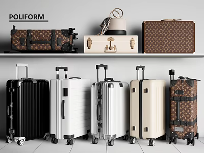 POLIFORM Stylish Travel Suitcases With Various Colors Different Styles And Modern Designs 3d model