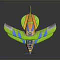 Space Themed Biplane Model With Green Yellow Blue Design And Propeller Cockpit