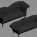 Gray Tufted Two Seater Sofas With Curved Arms And Elegant Legs 3d model