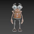 Cartoon Game Character With Big Eyes Large Glasses And Striped Tie 3d model