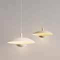 Two White Minimalist Dome Shaped Pendant Lights Hanging in Light Colored Background 3d model