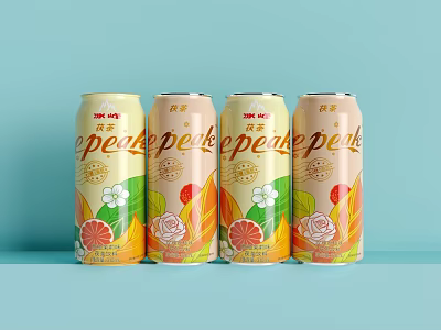Pepsi Peach Flavored Drink Cans With Grapefruit And Fruit Patterns 3d model