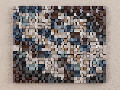 3D Geometric Wall Decor With Colorful Cubes And Mosaic Pattern 3d model
