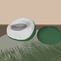 Modern cream style single sofa combination 3d model