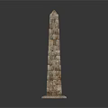 Stone Obelisk Decorative Structure With Stacked Stone Blocks And Square Base 3d model