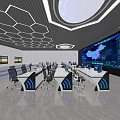 Modern Monitoring Control Room Featuring Multiple Computer Screens And Large China Map