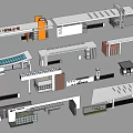Modern Entrance Gate Landscape Gate School Gate Factory Gate Guard Booth 3d model