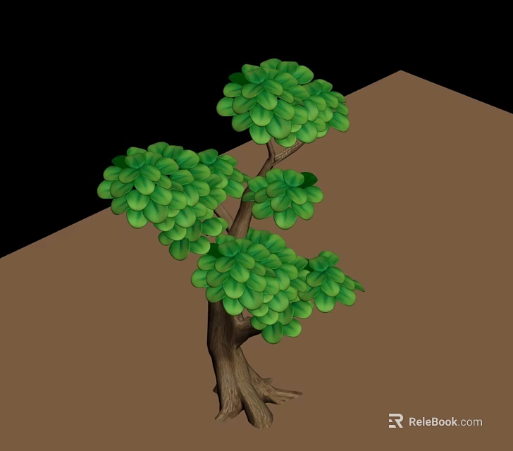 Lush Green Leaf Tree With Brown Trunk And Dense Foliage 3d model 