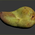 Fresh Ripe Mango With Yellow Orange Speckled Skin Curved Shape on Dark Surface with Reflection