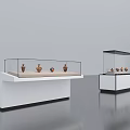 Modern Glass Showcase Shelves with Transparent Doors and Multiple Display Layers 3d model