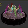 Detailed Mythical Spider Creature Model With Glowing Parts And Stone Base