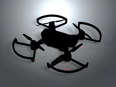 Black Silhouette Quadcopter Drone Design With Four Propellers And Frame 3d model