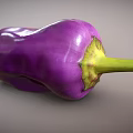 Vibrant Fresh Ripe Purple Eggplant With Green Stem On Gray Background