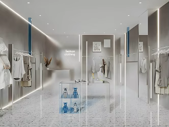 Clothing Store Women's Clothing Store Clothing Shelf Cashier Nakajima Booth 3d model