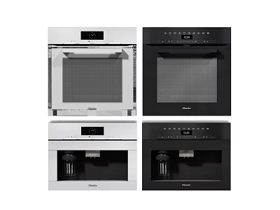 Modern Built-in Kitchen Appliances Featuring Oven and Coffee Machine in White Black 3d model
