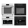 Modern Built-in Kitchen Appliances Featuring Oven and Coffee Machine in White Black