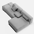 Gray Sectional Sofa With Plush Cushions Striped Pillows And Throw Blanket 3d model