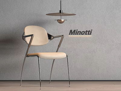 Minotti Modern Dining Chair With Metal Frame And Comfortable Upholstered Seat 3d model