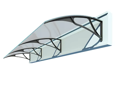 Modern Double Window Awning With Aluminum Frame And Transparent Canopy Design 3d model
