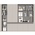 Modern Bookcase Interior Design With Open Shelves Cabinets And Decorative Books Ornaments
