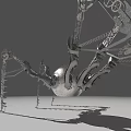Smart Robotic Machine Spider Like Design With Mechanical Legs And Metallic Spherical Core 3d model