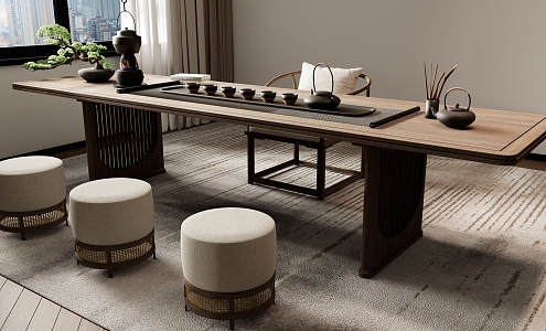 New Chinese Tea Table and Chair Combination Tea Table Tea Table 3d model