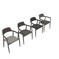Modern Wooden Armchair With Light Fabric Seat And Minimalist Design