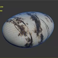 Oval Shaped Stone Wood Decorative Art Piece With White And Brown Textured Surface