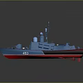 Blue And Red Military Ship Model With Radar Antenna And Number 463
