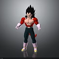 3D Model of Muscular Saiyan Character Vegeta with Red Top Green Pants and Tail