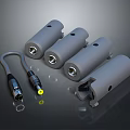 Gray Cylindrical Electronic Devices With Cable Connector And Interface Components