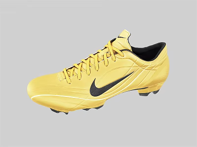 Yellow Nike Soccer Cleats with Black Logo and Studs Design for Football Training 3d model