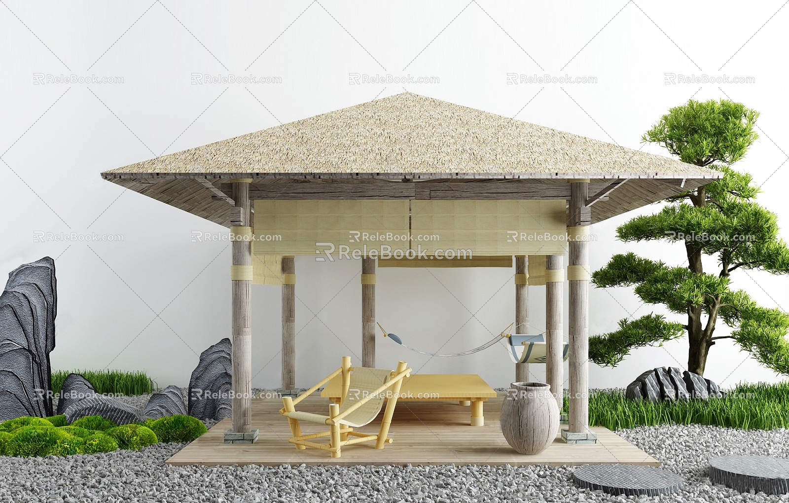 thatched pavilion gazebo pavilion view pavilion 3d model