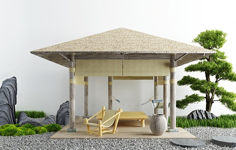 thatched pavilion gazebo pavilion view pavilion 3d model