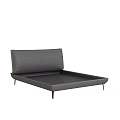 Modern Gray Leather Double Bed With Stitched Headboard And Thin Black Legs 3d model