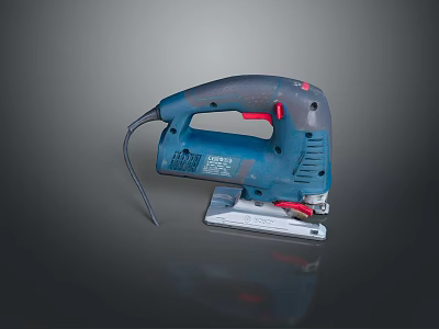 Bosch Blue Electric Jigsaw With Power Cord Red Switch And Metal Base 3d model