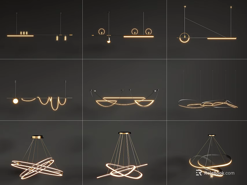 Various Modern Creative Pendant Lights With Unique Geometric Shapes And Stylish Designs 3d model 