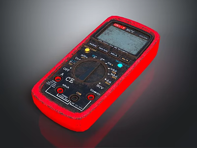 Professional Red Digital Multimeter with LCD Display Control Buttons for Electrical Testing 3d model