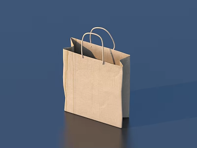 Brown Paper Shopping Bag With Two Handles Simple Eco Friendly Reusable Design 3d model