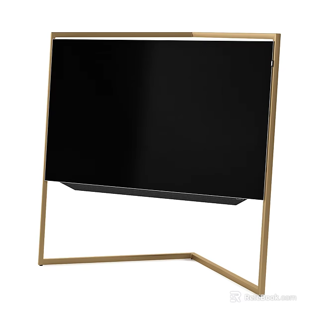 Modern Free Standing Mirror With Gold Frame And Black Panel Contemporary Design 3d model 