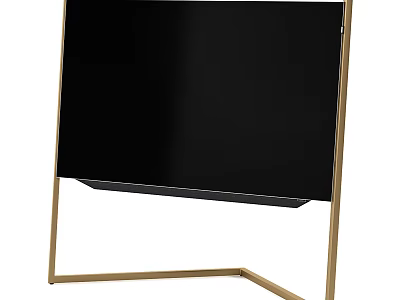 Modern Free Standing Mirror With Gold Frame And Black Panel Contemporary Design 3d model